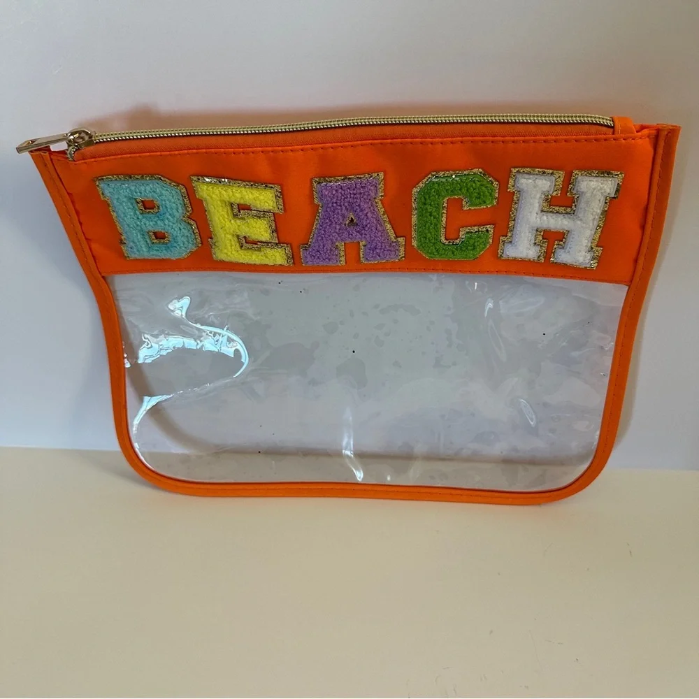 NEW Chenille Letter Clear Travel Pouch